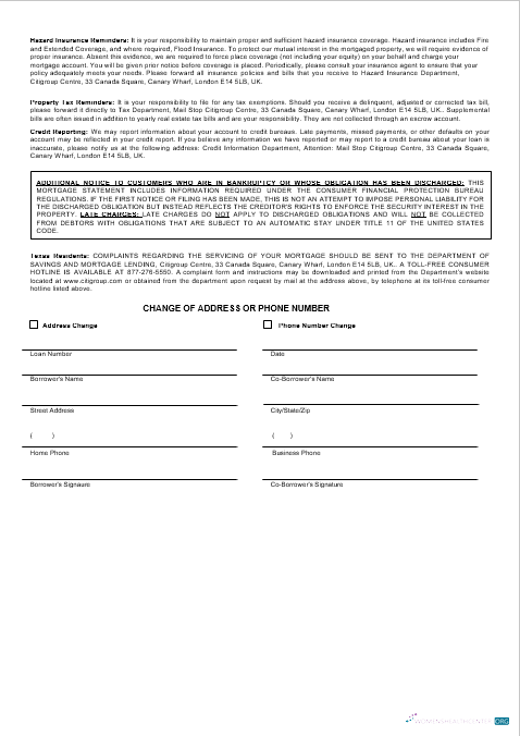 Download United Kingdom Citibank bank mortgage statement in Word and PDF formats 3 Photoshop template